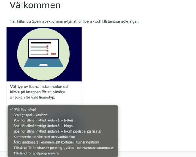 Välj vilken typ av spellicens