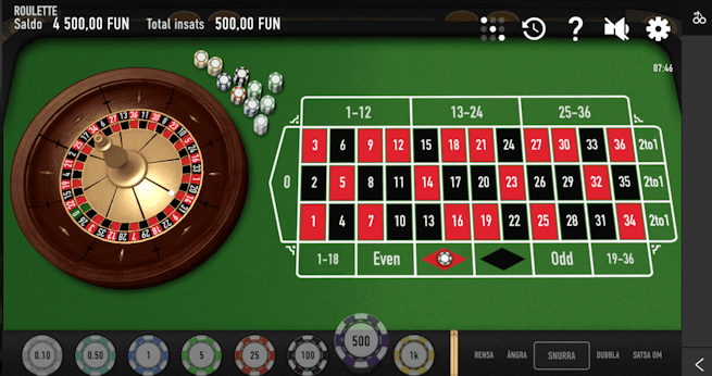 Placera insatsen i roulette