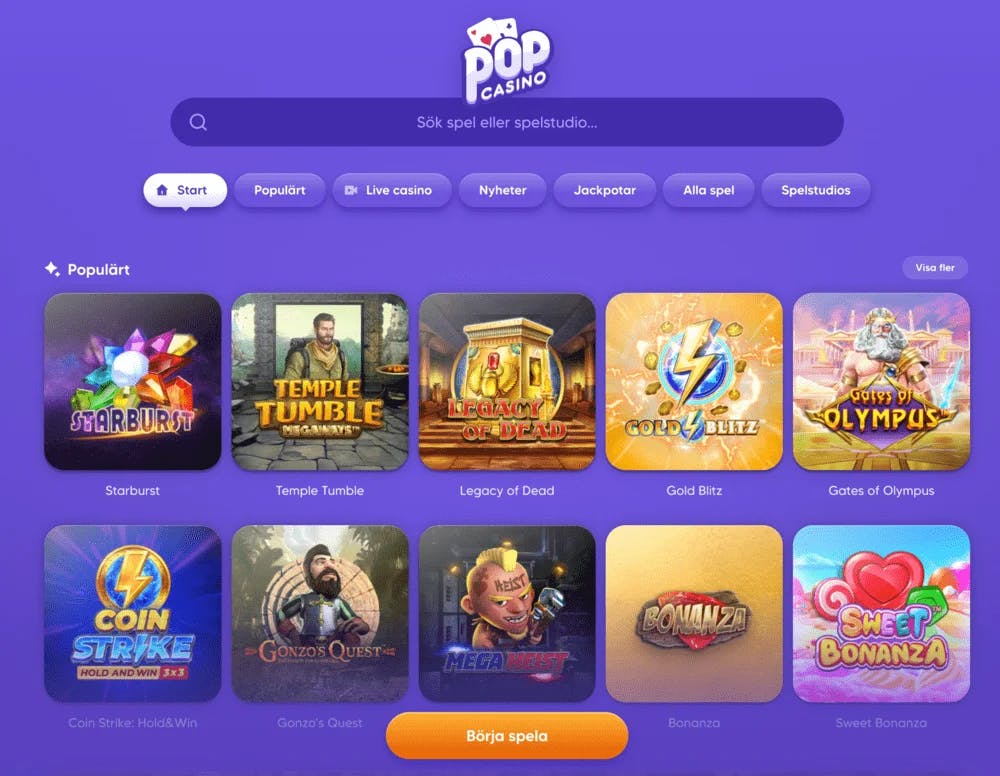 Pop Casino spellobby