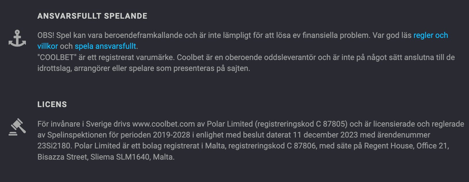 Coolbet licens