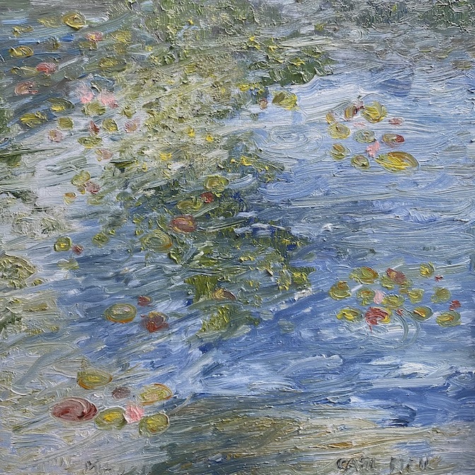 Am Teich III - 2023 - 30cmx30cm - Öl auf Leinwand(c) Carl von Pfeil