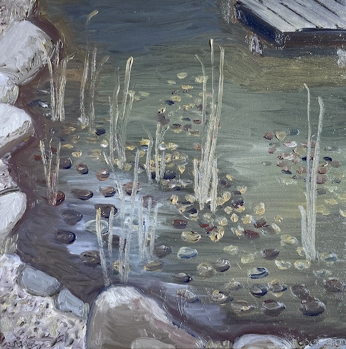 Am Teich IV - 2023 - 30cmx30cm - Öl auf Leinwand(c) Carl von Pfeil