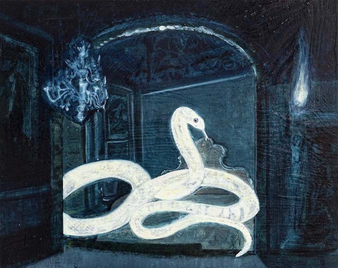 Giulia Maria Belli, L_alcova del serpente, smalto e olio su tavola