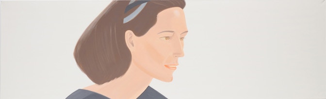 Alex Katz. Grey Bow, 1989. Oil on linen, 40 x 130 inches.