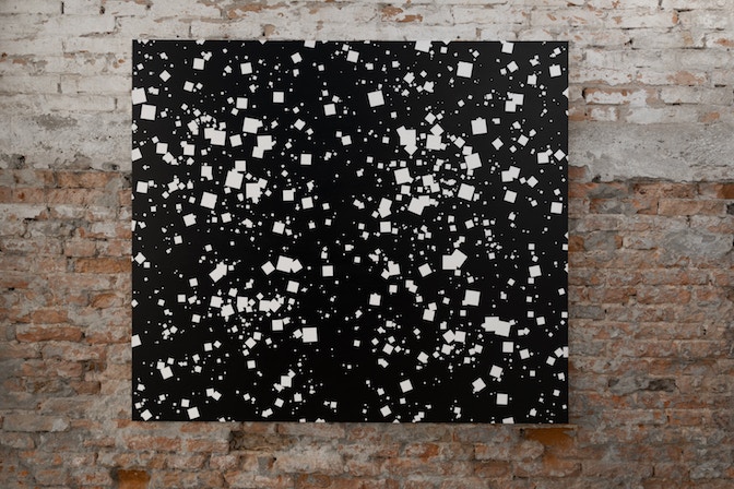 Esther Stocker, Untitled, painting, Kissing Squares, 2021, Alberta Pane, Venice, Ph. Irene Fanizza