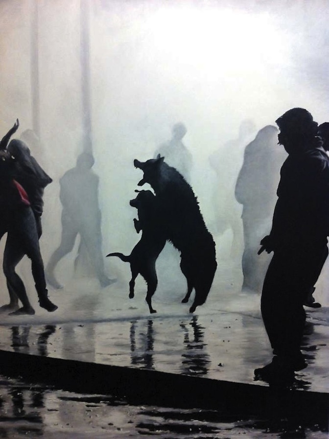 Schroeder Constantin, Hunde, 2013, Öl a. LW, 140 x 120 cm, CCA&A Gallery, Wohltorf Hamburg-D