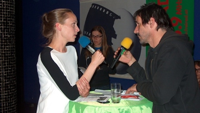 Melanie Hollaus intervistata dalla tv locale