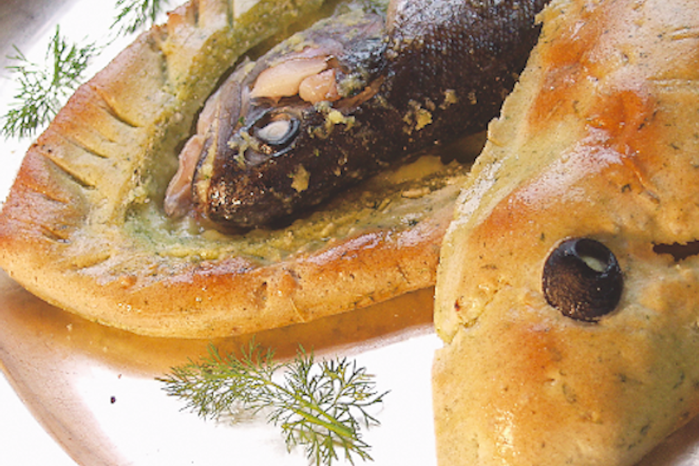 Bachforelle im Kräutersalzteig