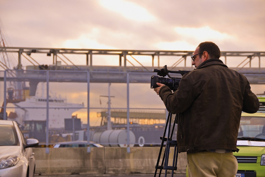 Backstage delle riprese di PortoSonoro, a Genova, in foto Duccio Ricciardelli