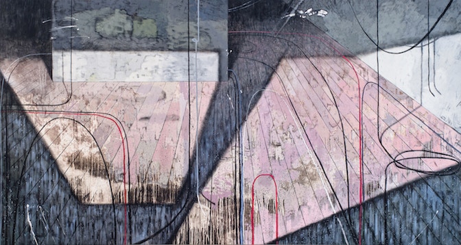 wired XII (2015) acrylic on canvas 205x420 cm
