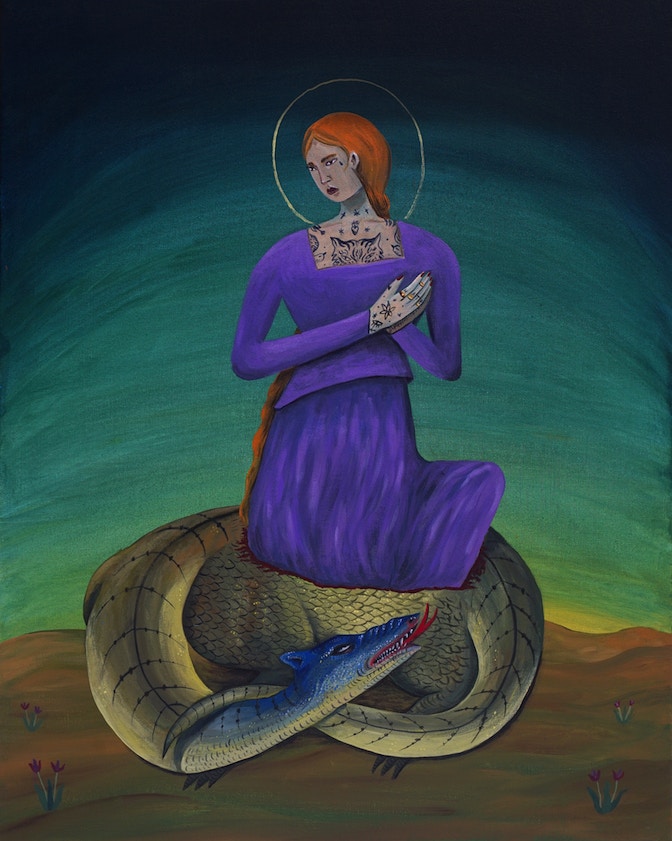 Margherita Paoletti, Santa Margherita, acrilico su tela, 40x50 cm, 2024 copia