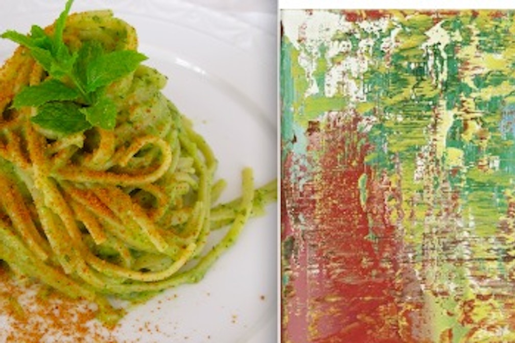 Gerhard Richter/Abstraktes Bild/ – Linguine con crema di zucchine e bottarga