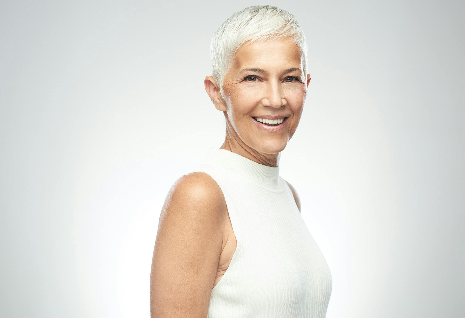 Woman with Short White Hair