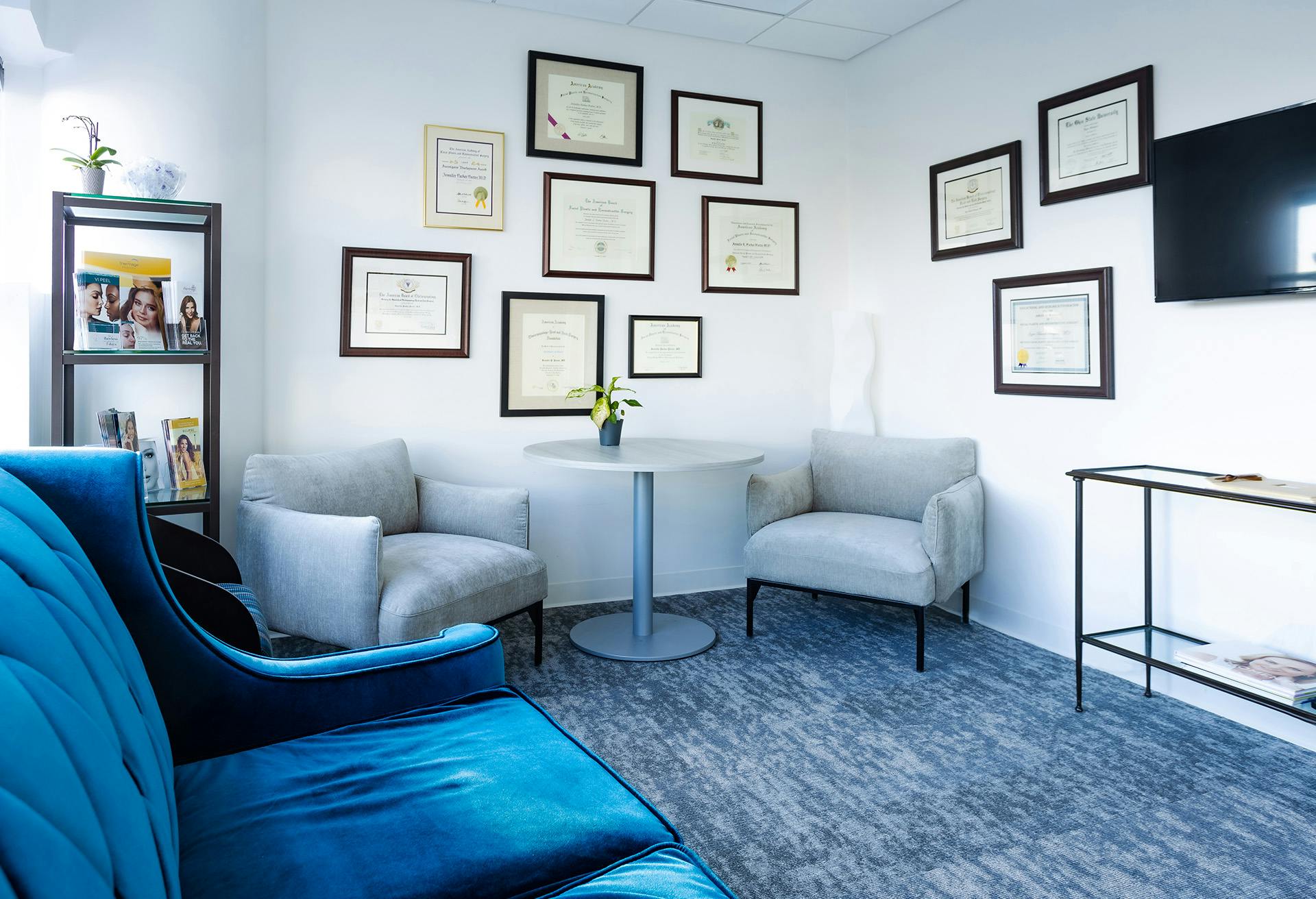 Blue Themed Waiting Area