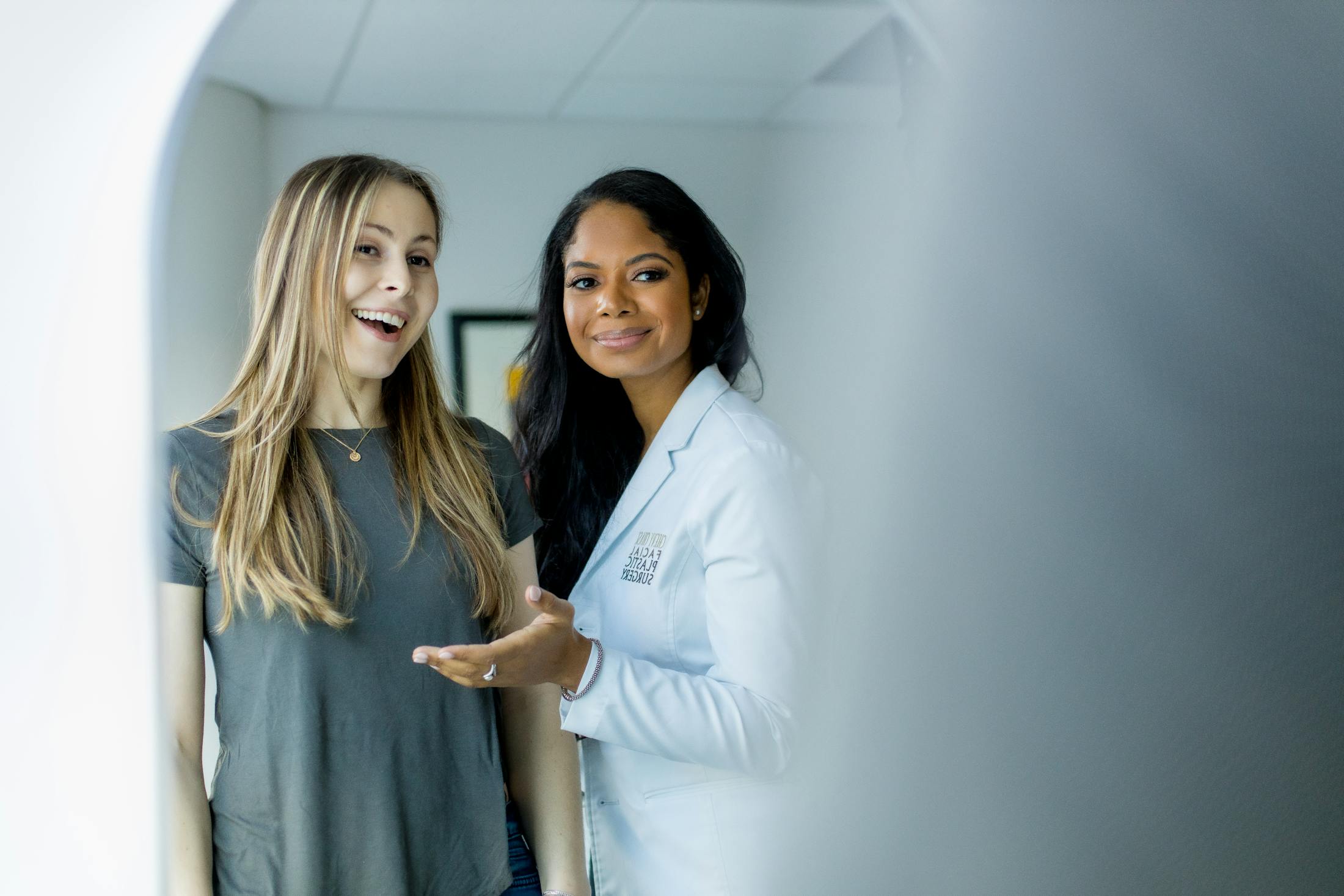 Dr. Landford with a female patient