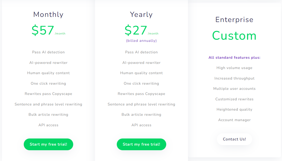 WordAi pricing plans
