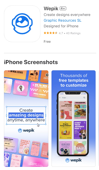 Wepik review on the App Store