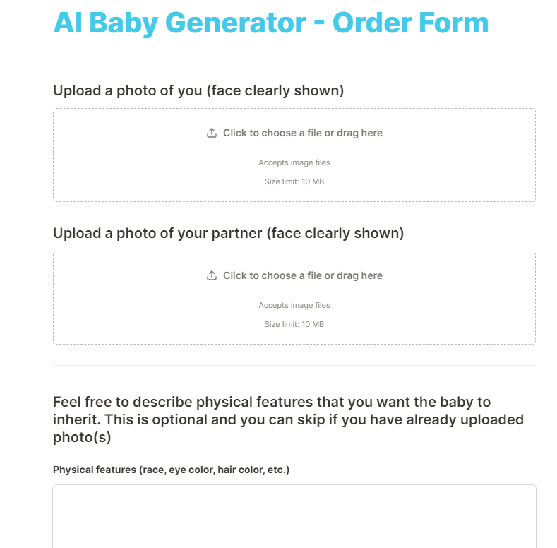 AI Baby Generator Form
