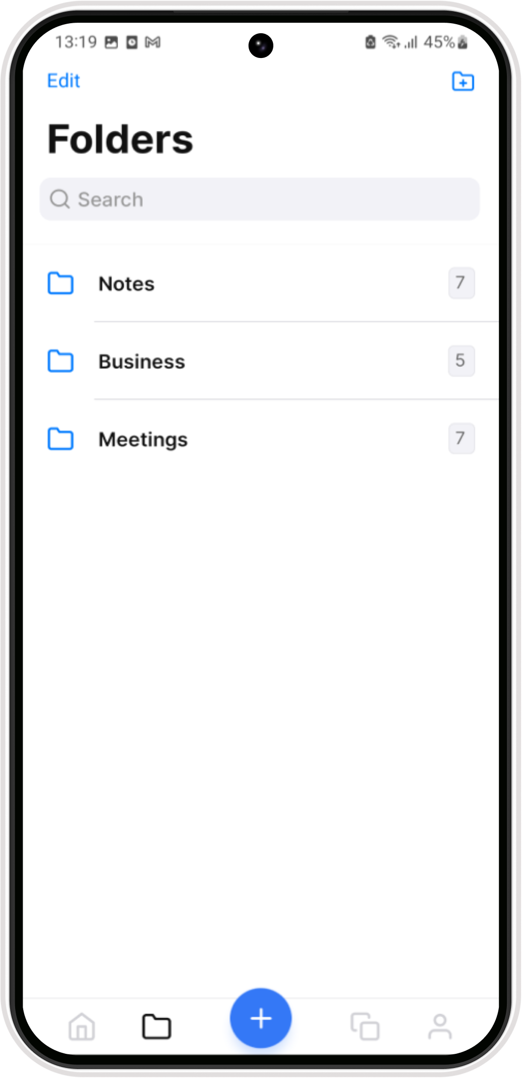 Writtan folder interface