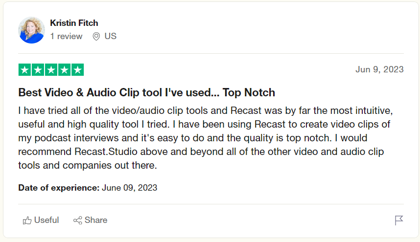 Recast Trustpilot review 4