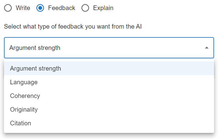 AcademicGPT feedback function