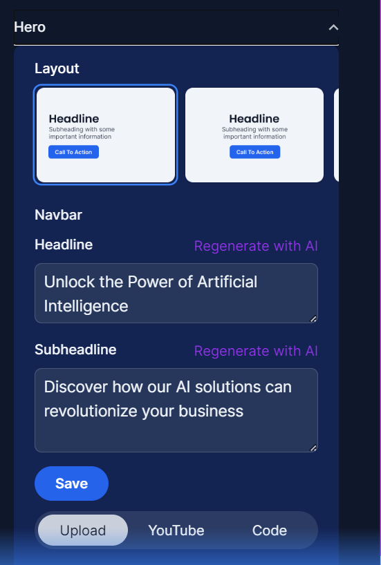 60sec.site customization options