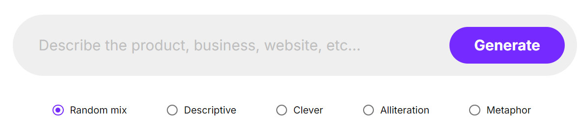 AI Domain Genius - domain name generation options