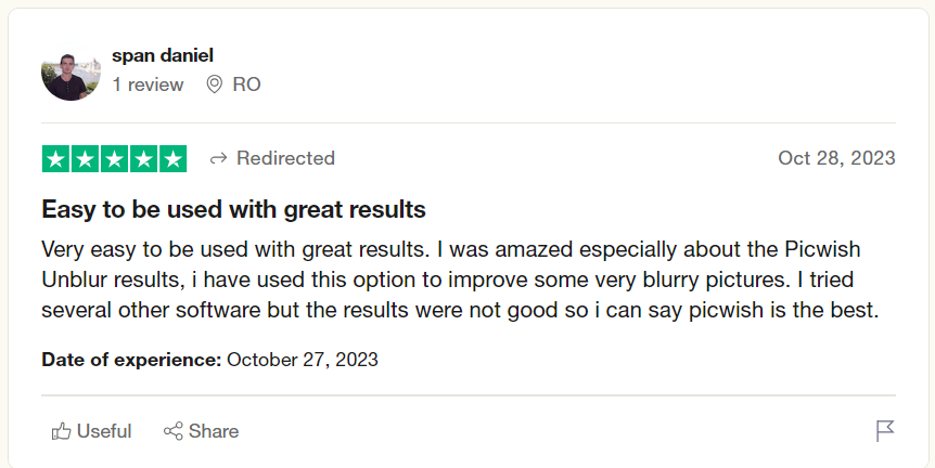 PicWish user review 3