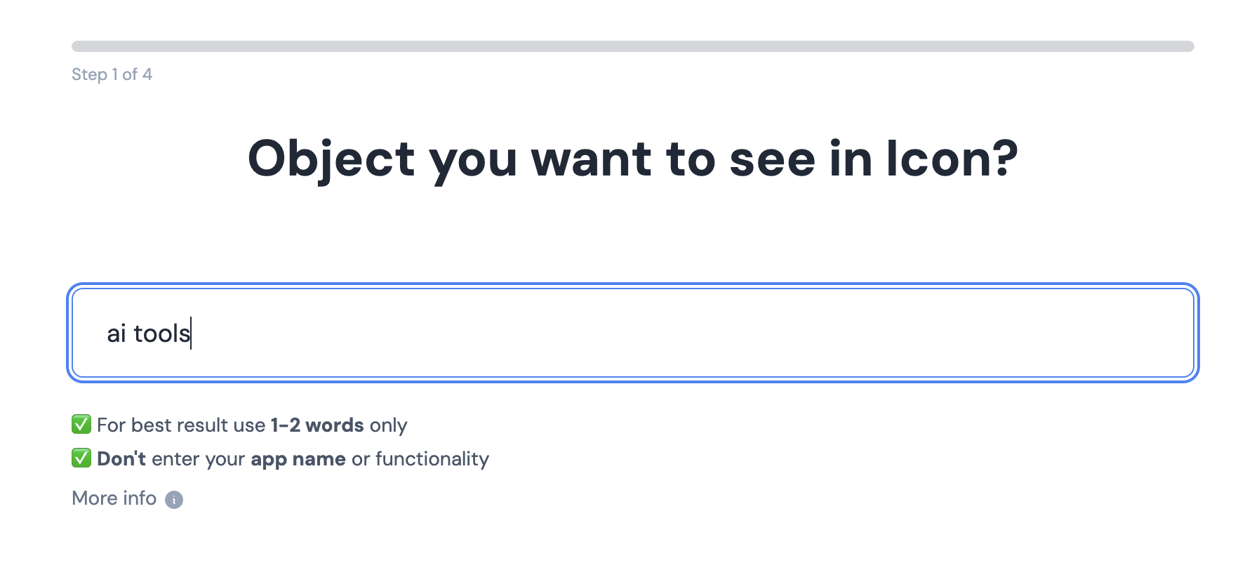 Iconik AI logo generation - step 1 - enter keywords