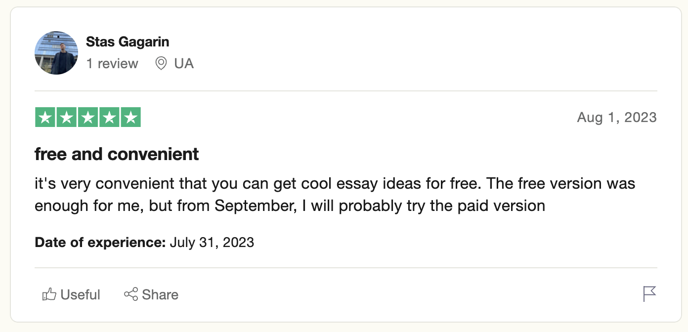 Textero Trustpilot review 1