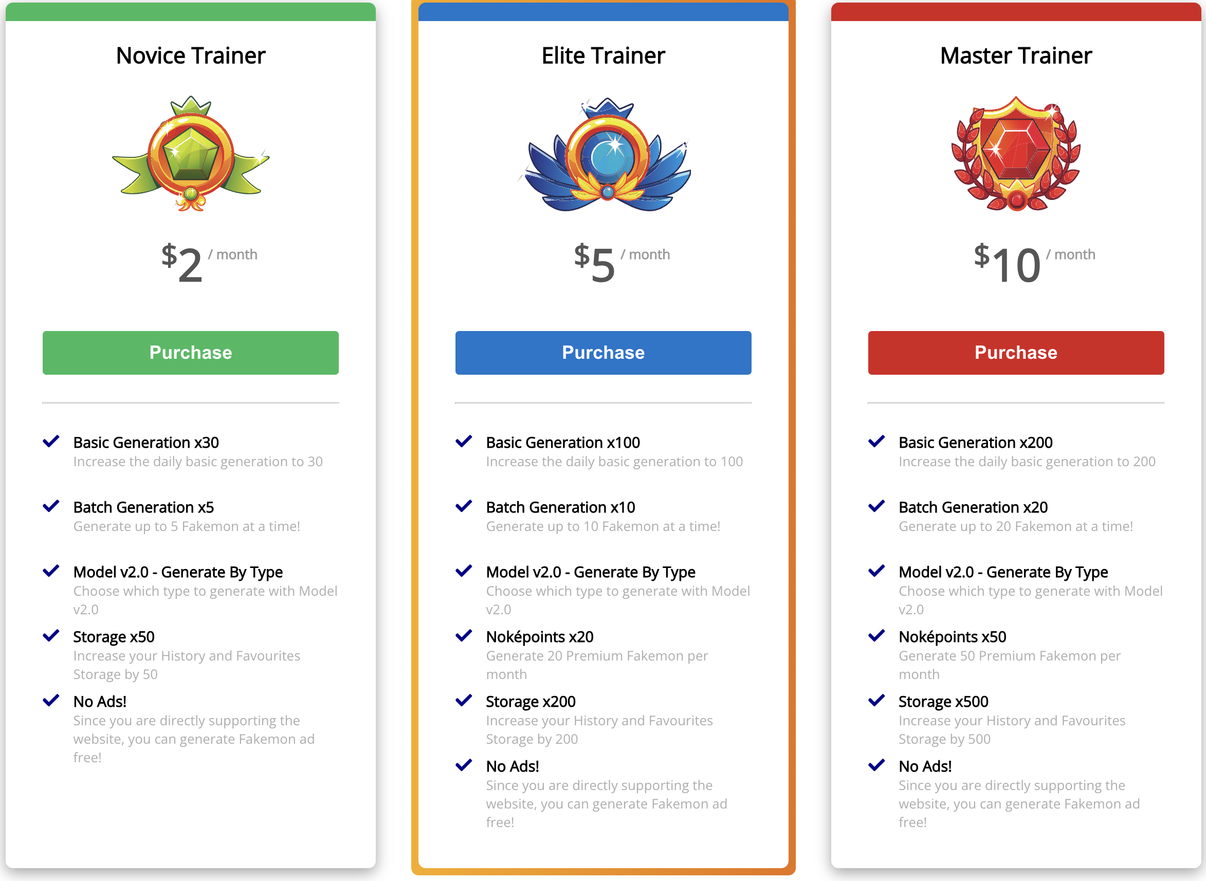 Nokemon subscription plans