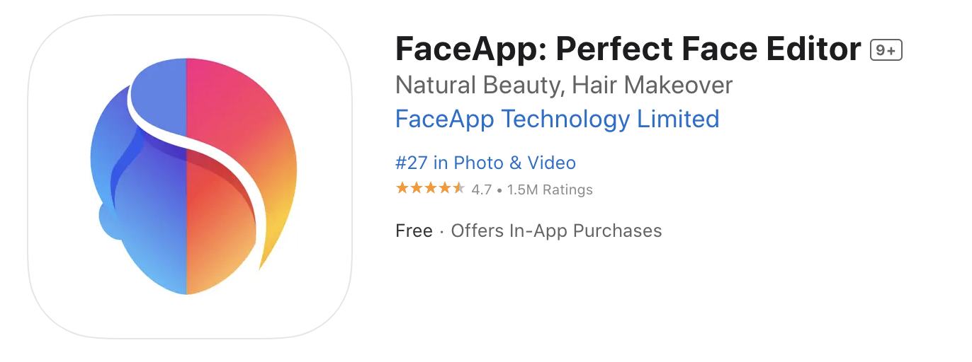 FaceApp ratings on the App Store