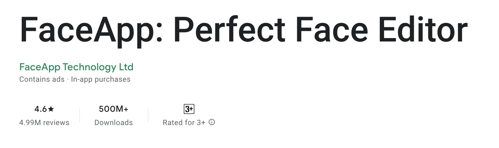 FaceApp ratings on the Play Store