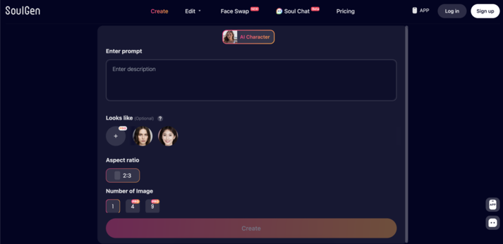 Soulgen image creation page