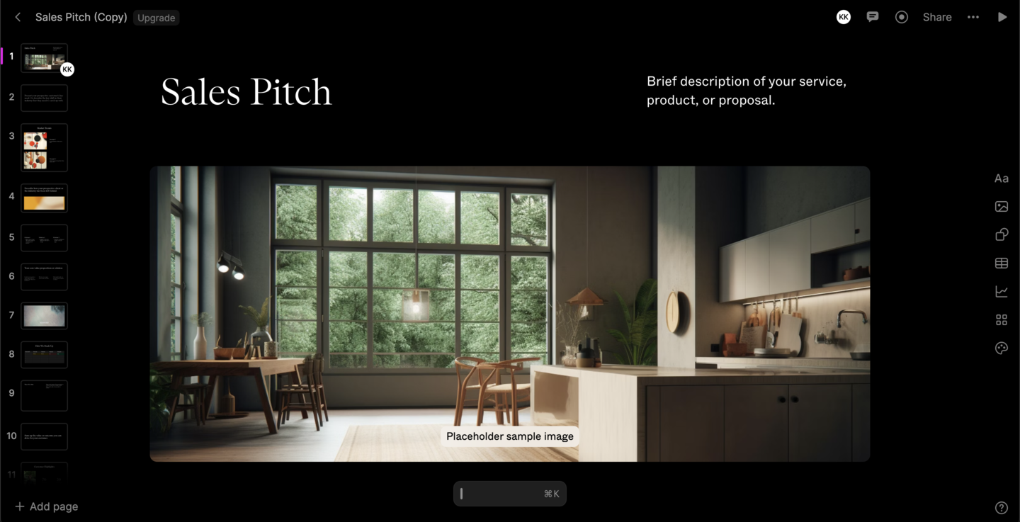 Tome sales pitch template example