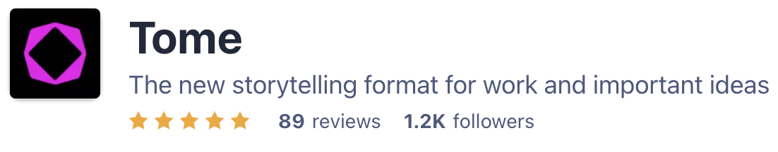 Tome Product Hunt ratings and reviews