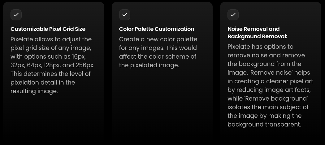 Pixelicious Features