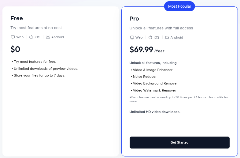 Vmake Pricing