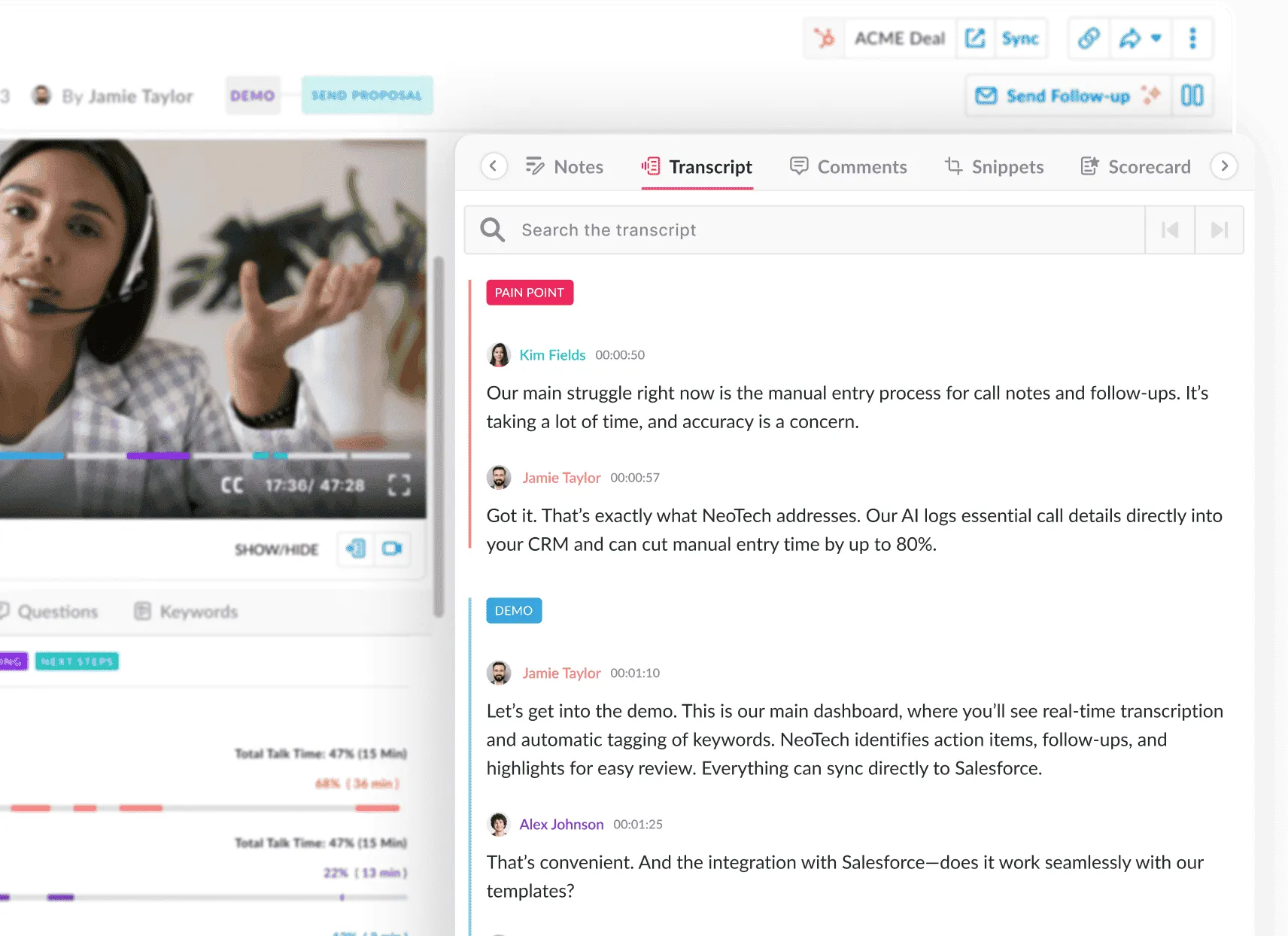 Avoma Real Time Transcription