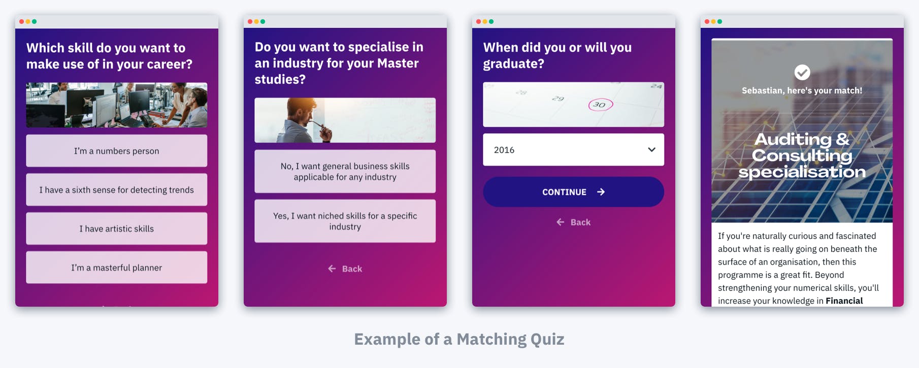 Example of MBA Matching Quiz
