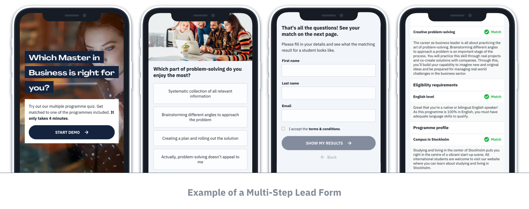 Example of a multi-step leadform