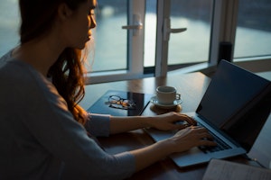 Woman working on laptop 