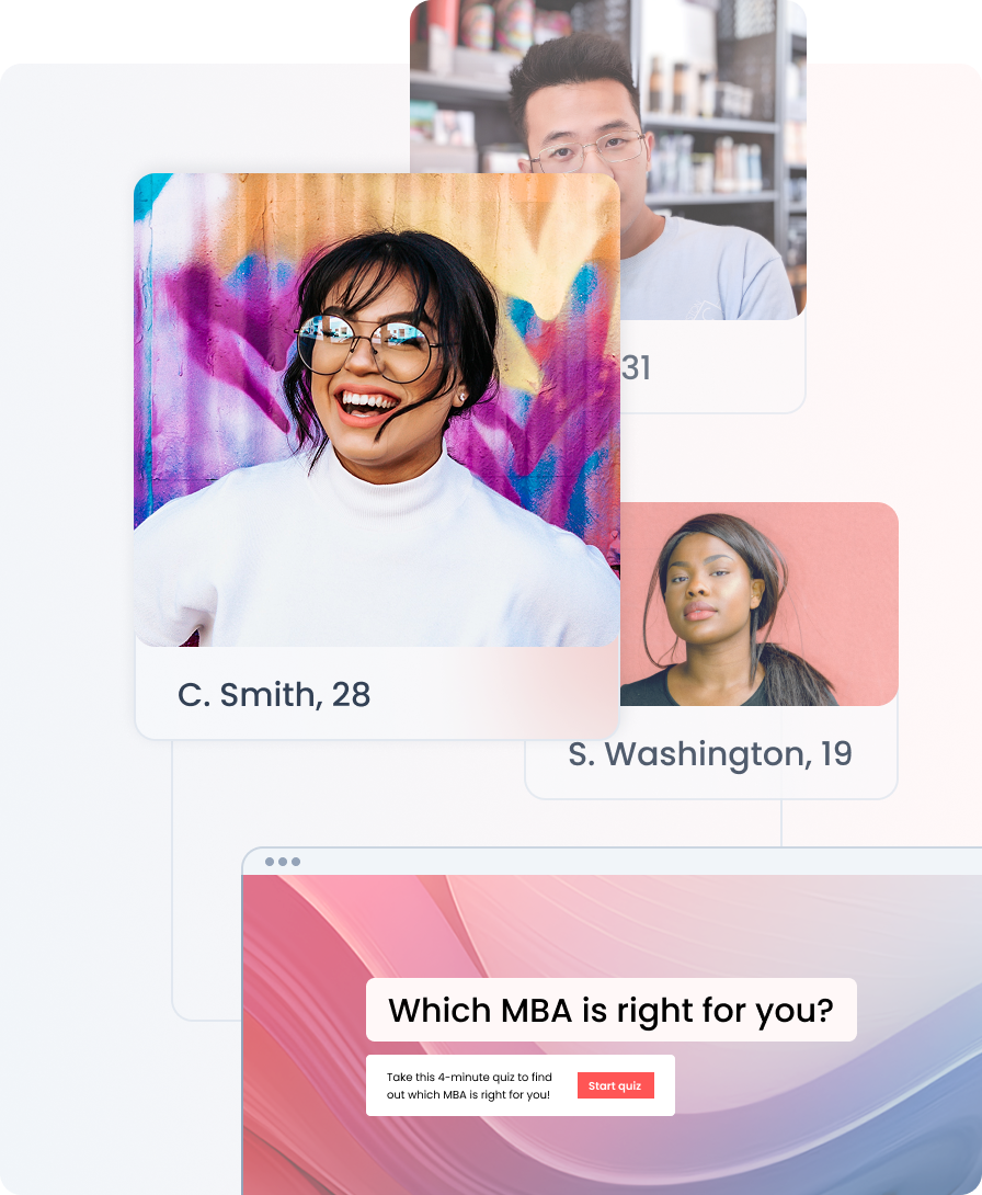 An assortment of student profiles that have gone through the quiz.