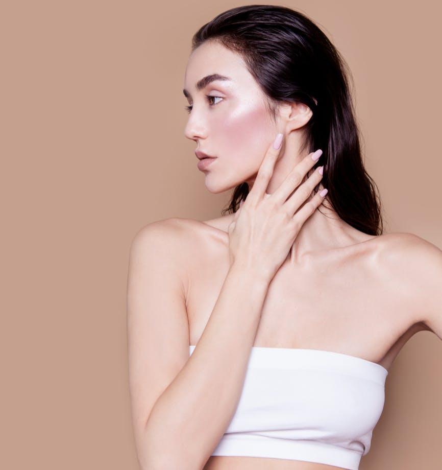 woman in white tube top