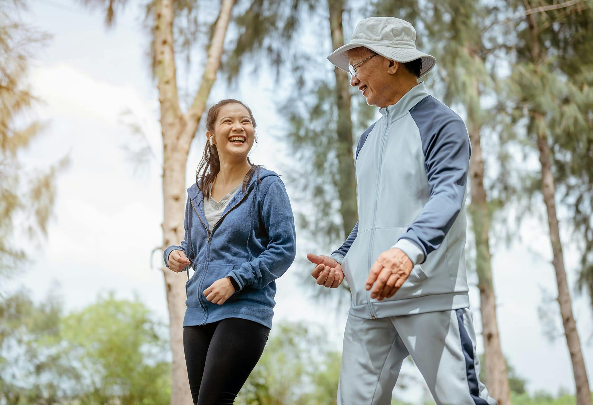 couple walking together and smiling
