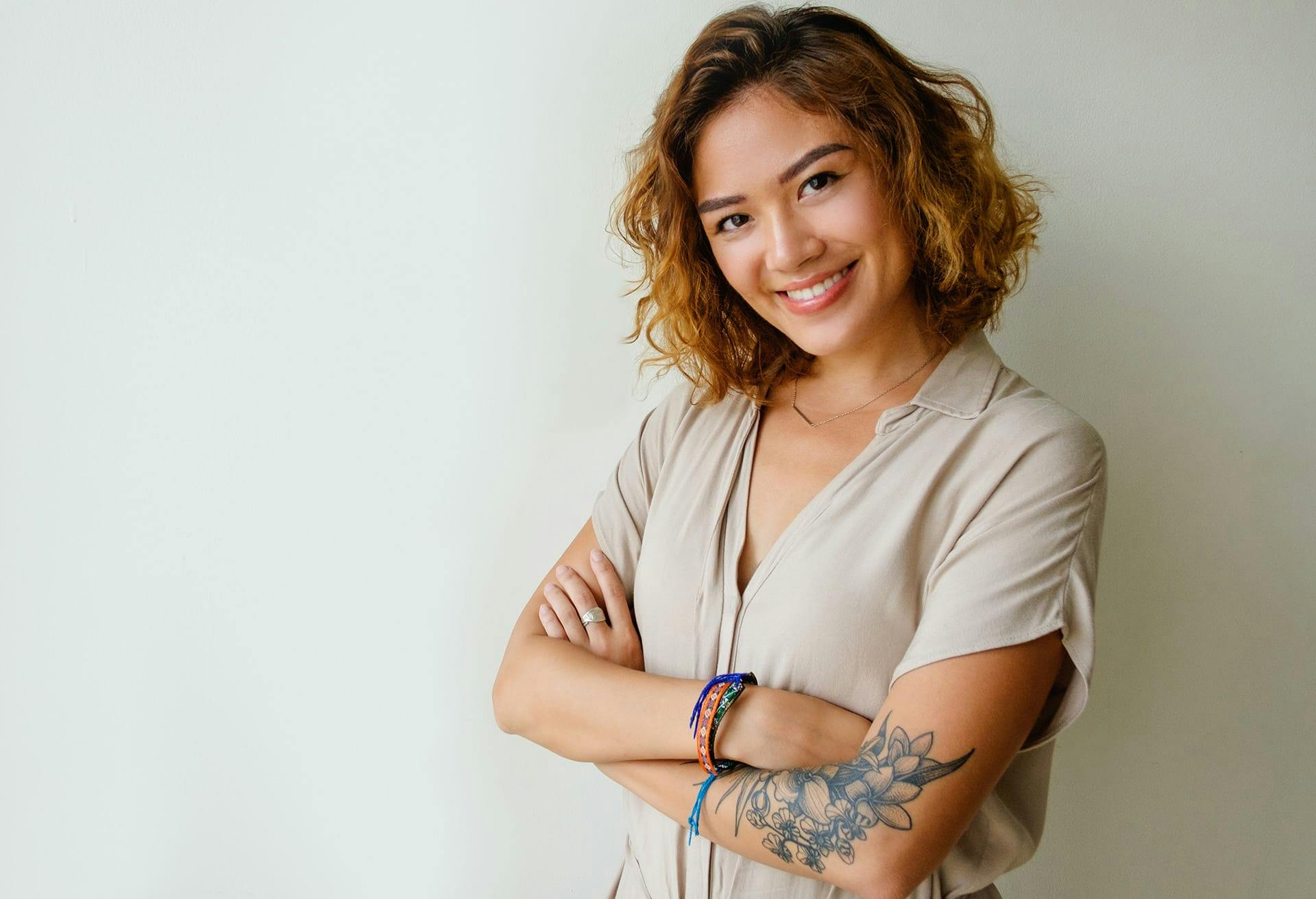 Woman with a tattoo on her arm