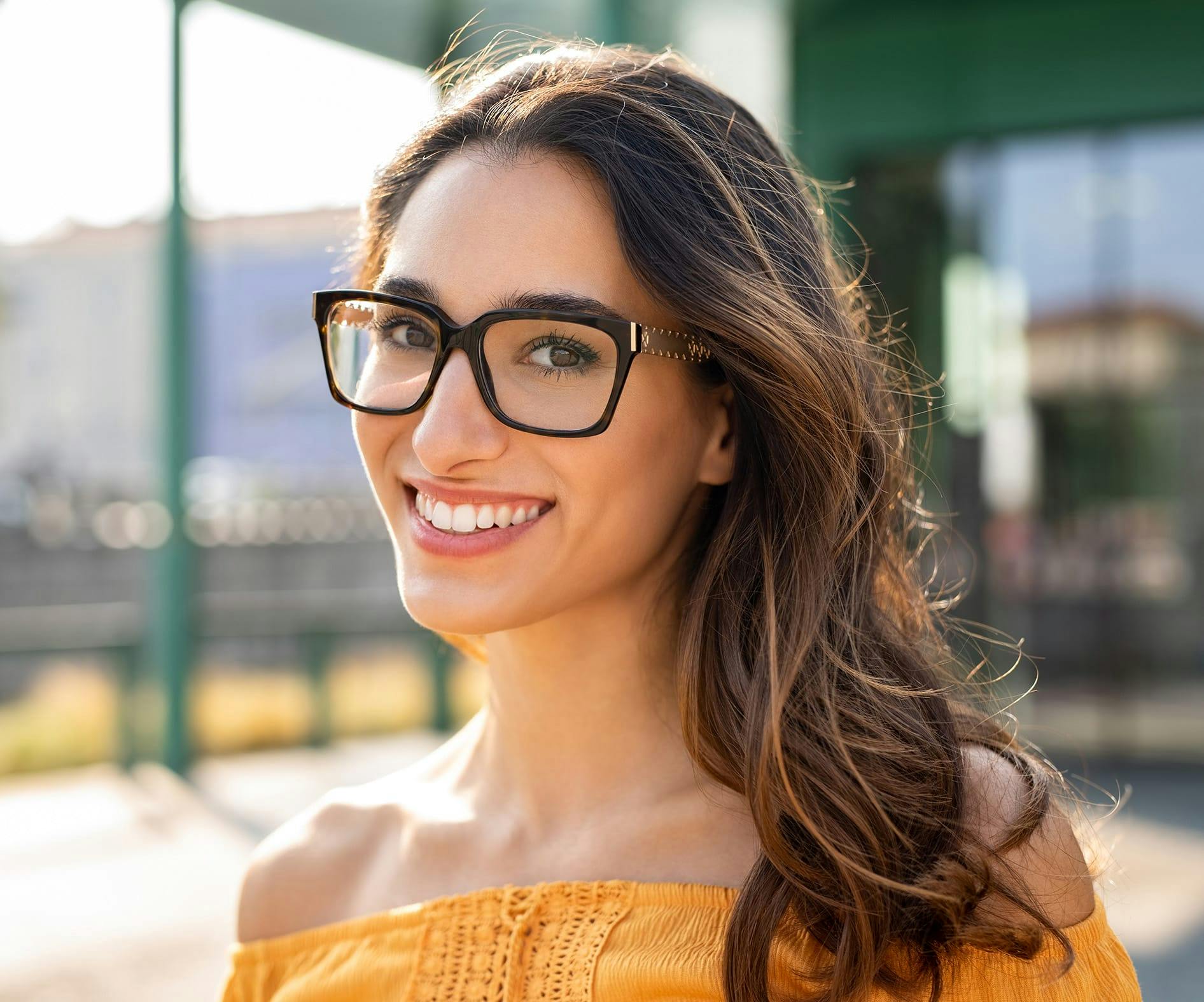 Woman wearing glasses