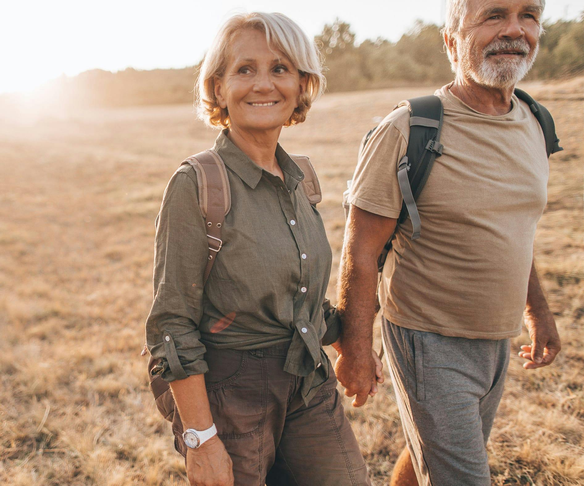 Older couple hiking