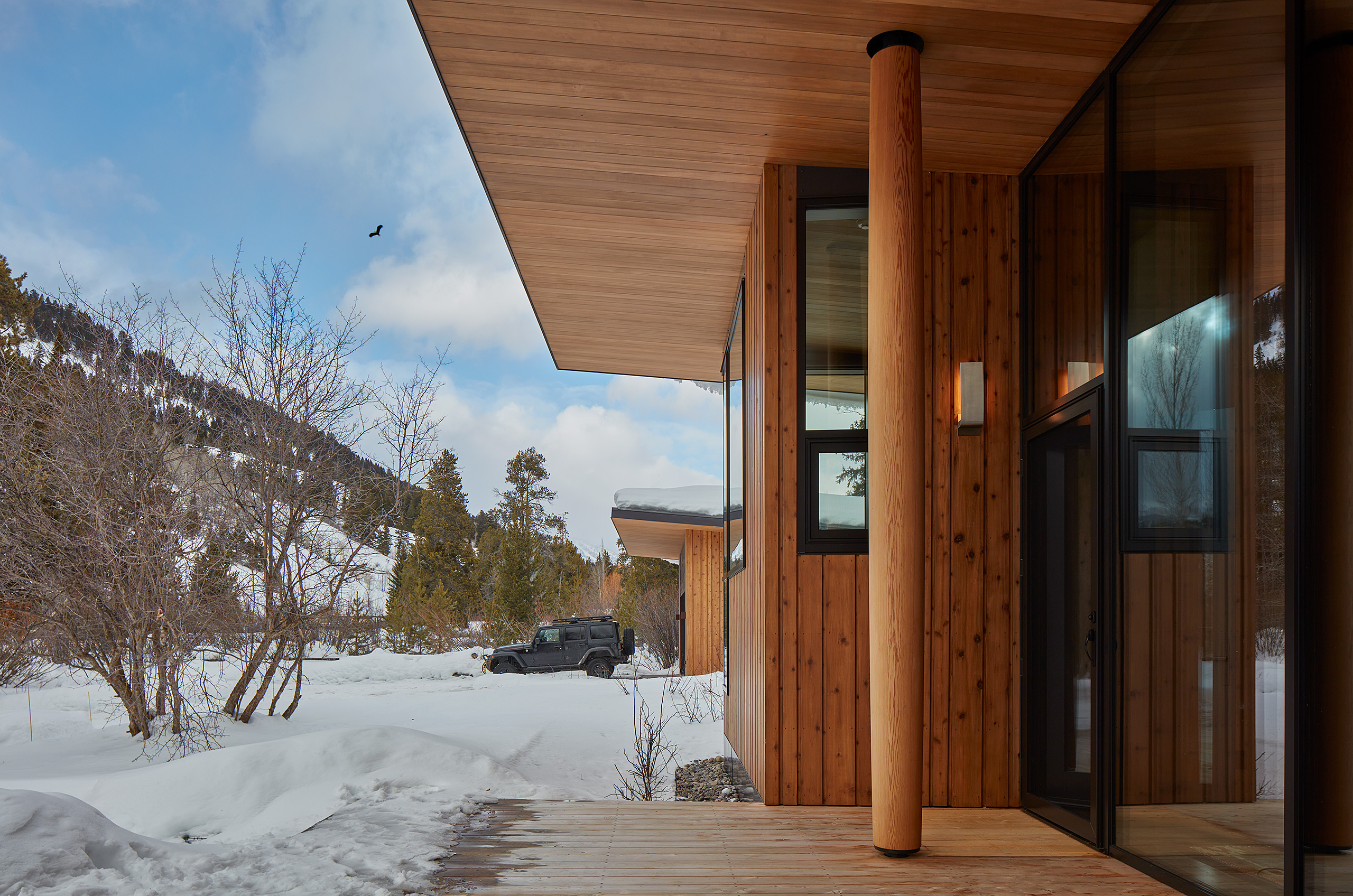 Guest house featuring turned cedar columns