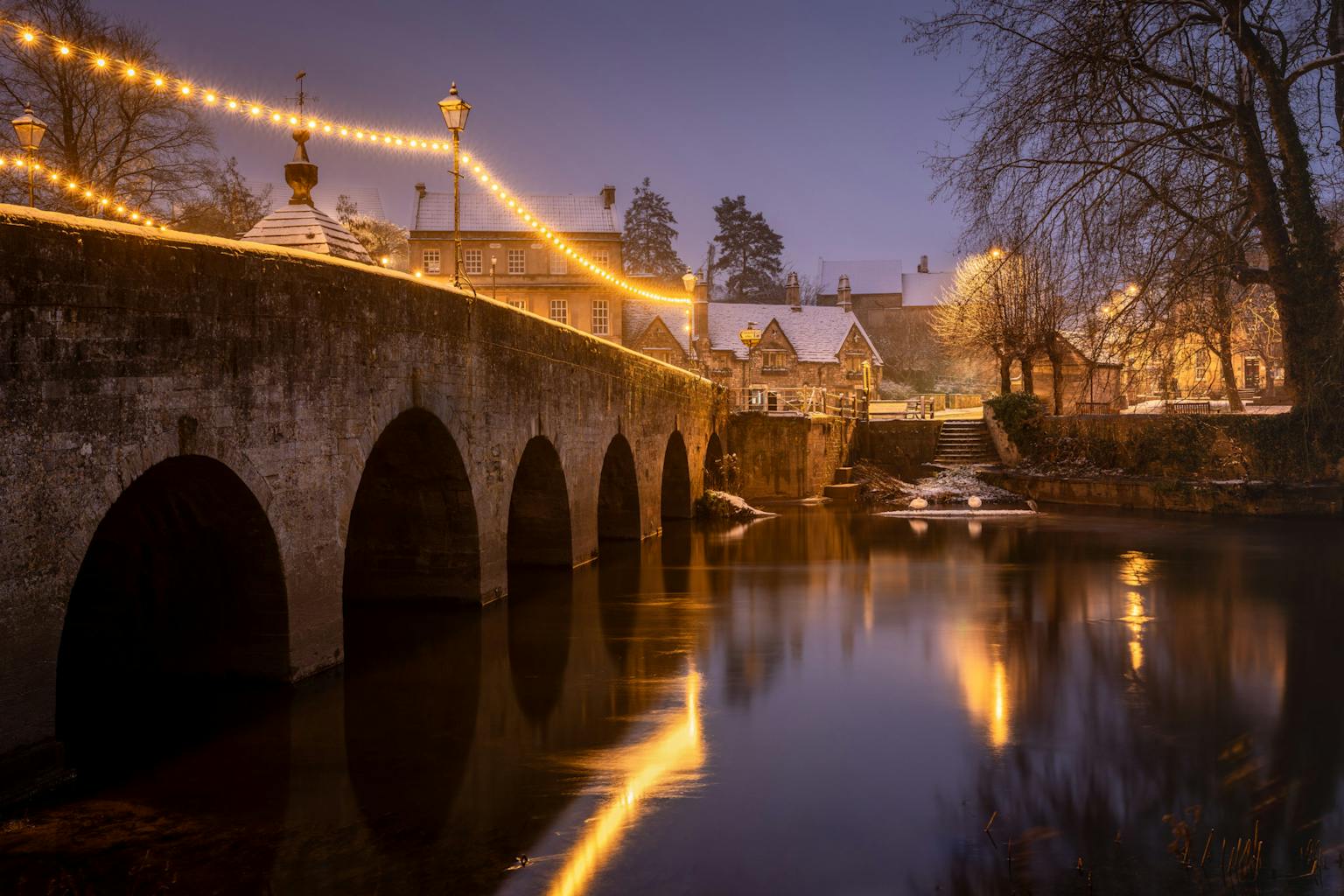 bradford on avon landscape photography wiltshire blue hour snow bridge